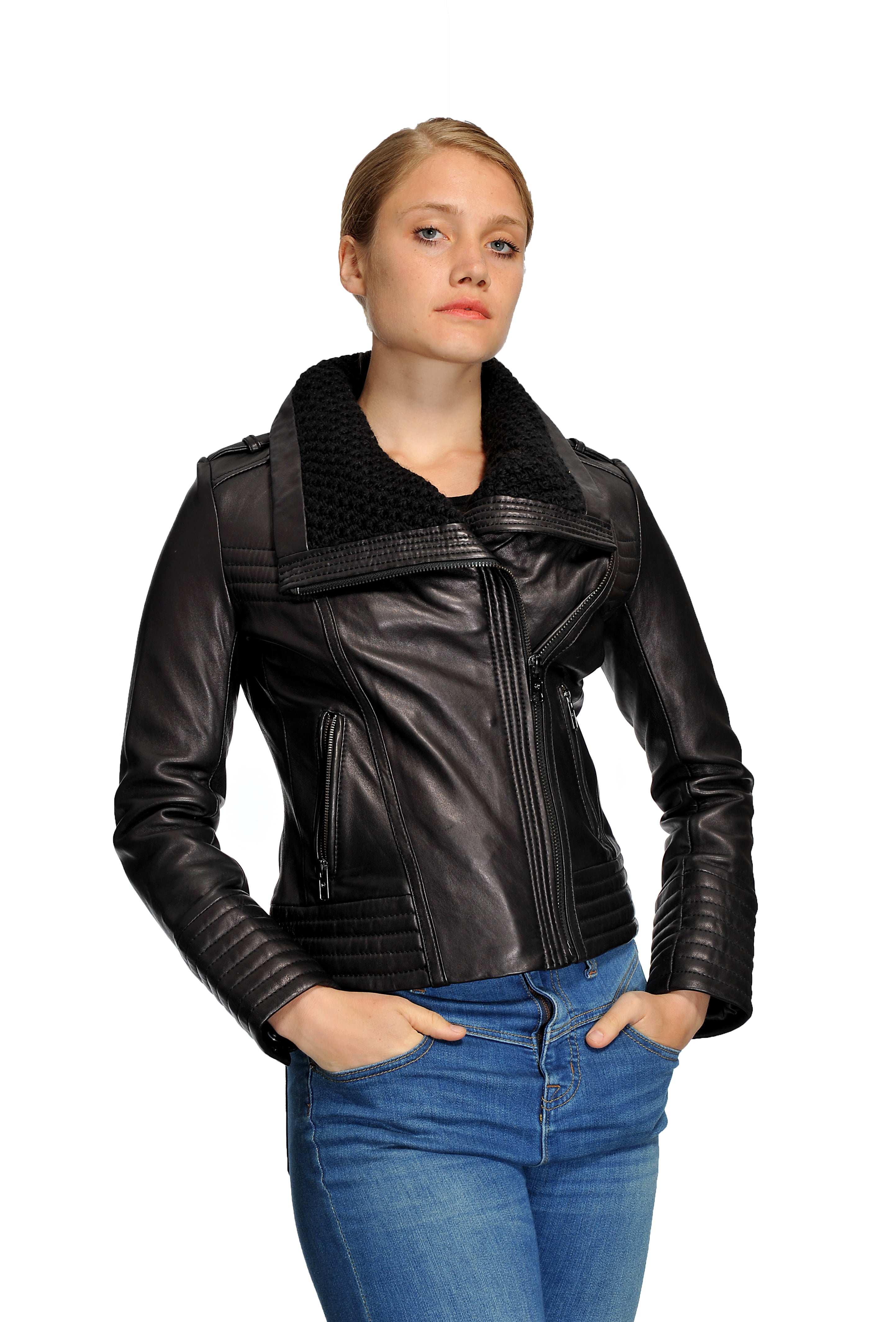 Michael Kors Moto Leather Jacket - Walmart.com