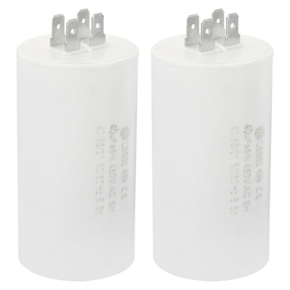 CBB60 40uF Running Capacitor,2pack AC450V 4 pins 50/60Hz Cylinder 1.95 x  3.71inch