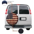 thumbnail image 4 of KAKALAD American Flag Background Ocean Wave Spare Tire Cover Universal Vehicle Accessories Buckle Car Tools 17”in, 4 of 6