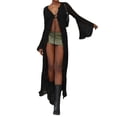 thumbnail image 5 of Women's Summer Tie Up Long Cardigan Black Long Sleeve Open Front Cardigan Streetwear, 5 of 10