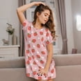 thumbnail image 3 of Fotbe Strawberry Bata de Dormir para Mujer con Estampado, Camisón de Algodón de Manga Corta, Ropa de Dormir Casual, 3 of 6