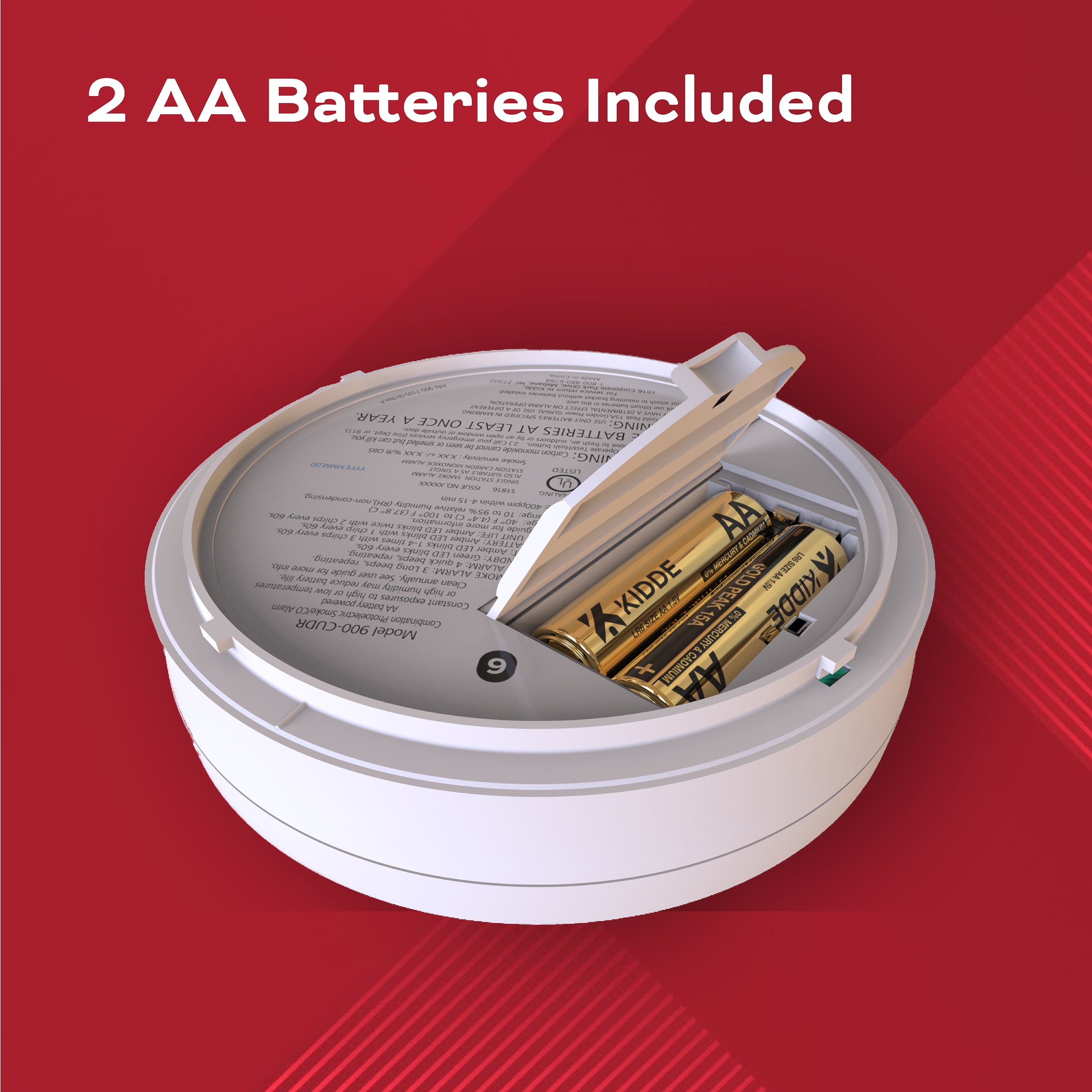 (2 pack) Kidde Battery Operated Smoke & Carbon Monoxide Detector with LED warning indicators & Test-Hush Button