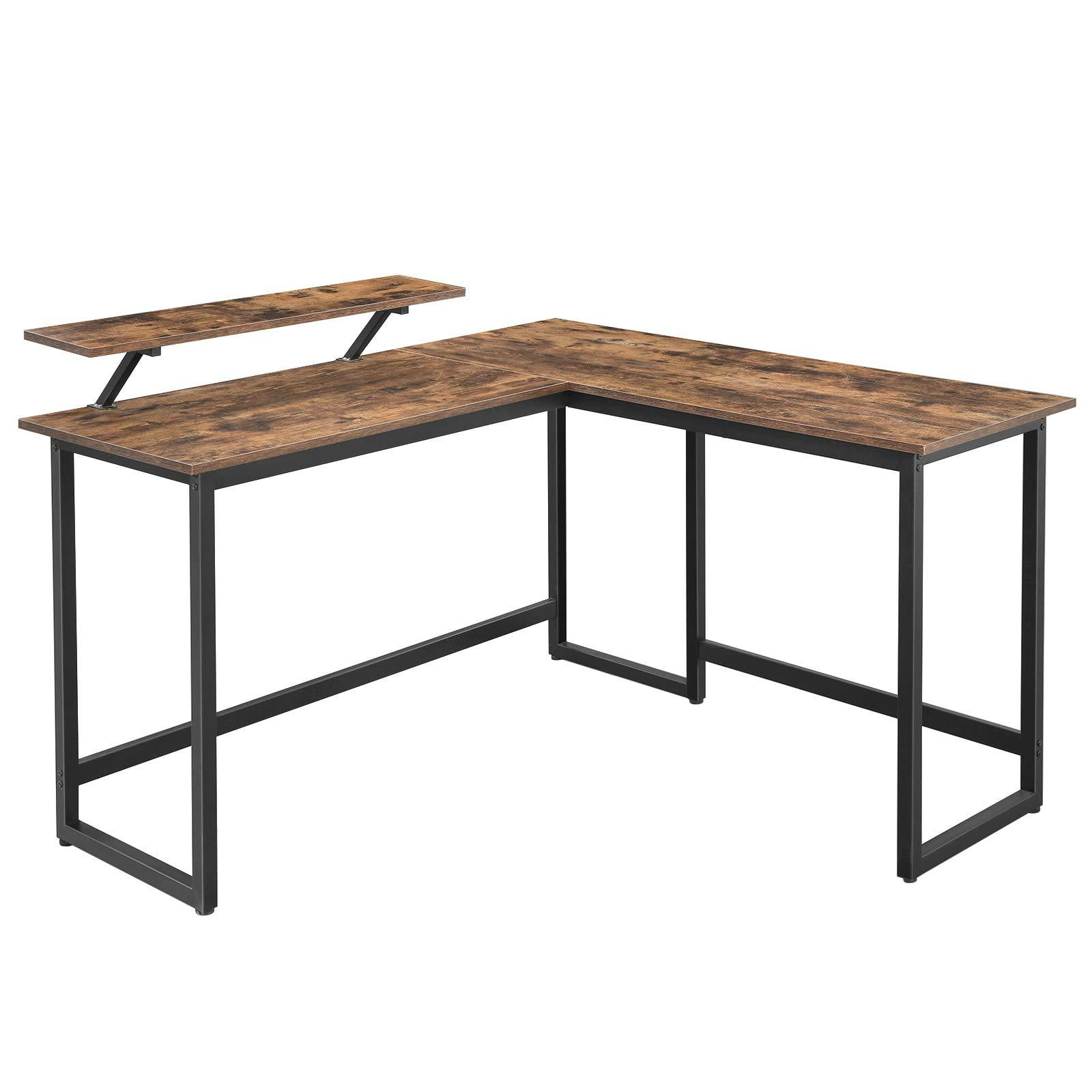 Buy VASAGLE Computer Desk, 55Inch LShaped Corner Desk, Rustic Brown