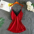 thumbnail image 2 of WZXFASHION Nuisette en Satin de Dentelle pour Femmes, Lingerie Col en V, Pyjama, Chemise de Nuit, sous-Vêtements Rouges G, 2 of 6