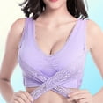 thumbnail image 4 of harmtty Women Cross Front Side Buckle Push Up Lace Wireless Brassiere Bra Underwear for Yoga,Blue XL, 4 of 8