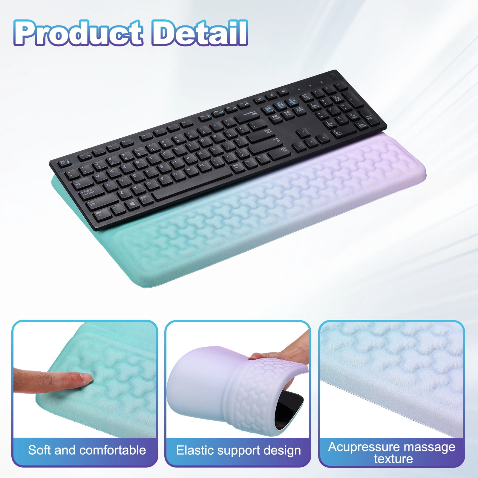 Uxcell Computer Keyboard Stand with Wrist Rest, Computer Wrist Support Pad, Keyboard Stand Riser Holder Pad for Office Desk Gaming Home, Purple and Green