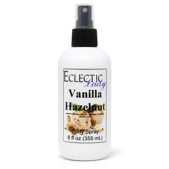 Vanilla Hazelnut Body Spray, Eclectic Lady, Hydrating Mist, Unisex, 8 oz