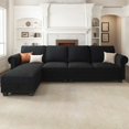 Nolany Velvet Sectional Sofa Couch, Reversible Chaise, Storage Ottoman