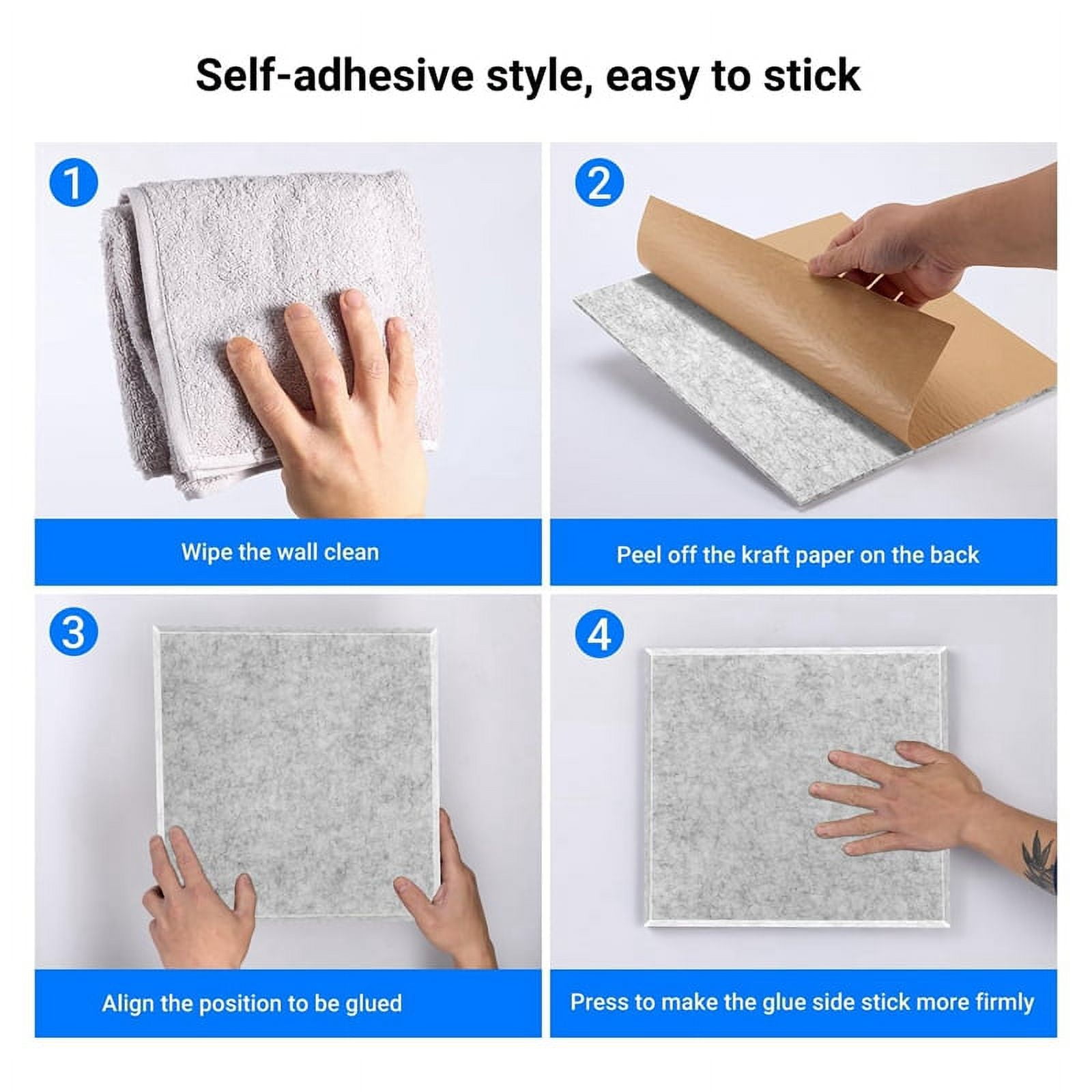10Pack Sound Proof Panels for Walls,Self-Adhesive Acoustic Panels 12x12x0.4In for Recording Studio,Office,Home,A