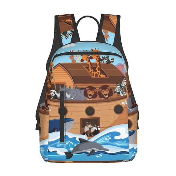 Defioc Animals on Noah's Ark Pattern Travel Laptop Backpack,Lightweight Backpack Travel Hiking Daypack Backpack Work Bag for Men Women