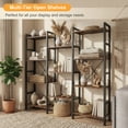 thumbnail image 6 of EDX Triple 4 Tier Bookshelf Storage Shelf, Modern Freestanding Bookcase with Metal Frame, Open Display Shelves, Space Saving Storage Organizer, Rustic Brown, 6 of 9