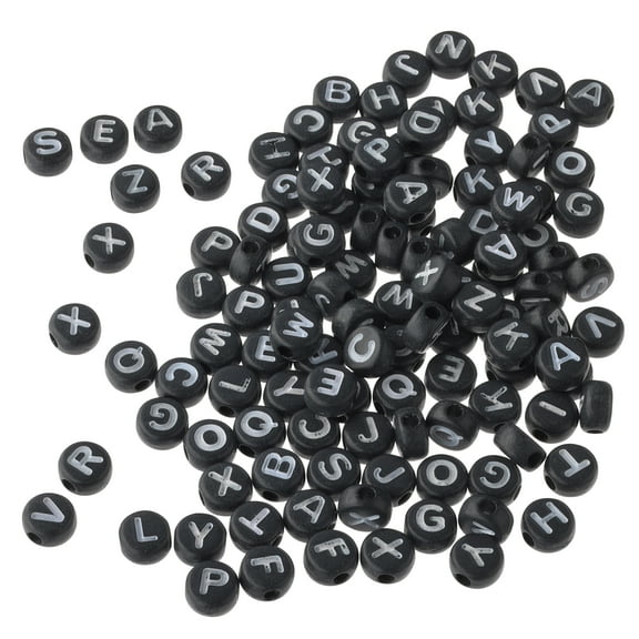 12 Packs: 340 ct. (4,080 total) Black Circular Alphabet Beads by Creatology - 7.5mm