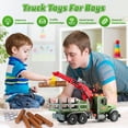 thumbnail image 2 of UUSUOO Toddler Trucks for Boys 3-6 Years,15" Large Boys Timber Truck with Loading Crane and 6 Trunks, Kids Truck Toys with Lights & Sounds,Christmas Birthday Gifts for 3 4 5 6 7 Boys Girls,Green, 2 of 7