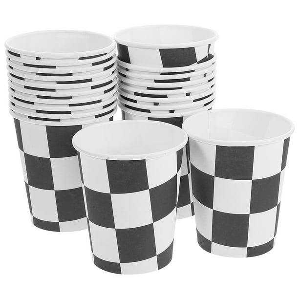 40 vasos de papel desechables a cuadros para fiestas de cumpleaños con temática de carreras, vasos de bebidas a cuadros para decoración de fiestas, 250 ml