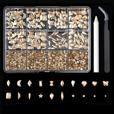 12 Grids Flat Back Nail Charms Gems Nail Crystal Rhinestones Nails Decoration