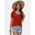 thumbnail image 3 of Women's Basic Summer T-Shirt - Square Neck Short Sleeve Top, Casual Comfort Fit, 3 of 6