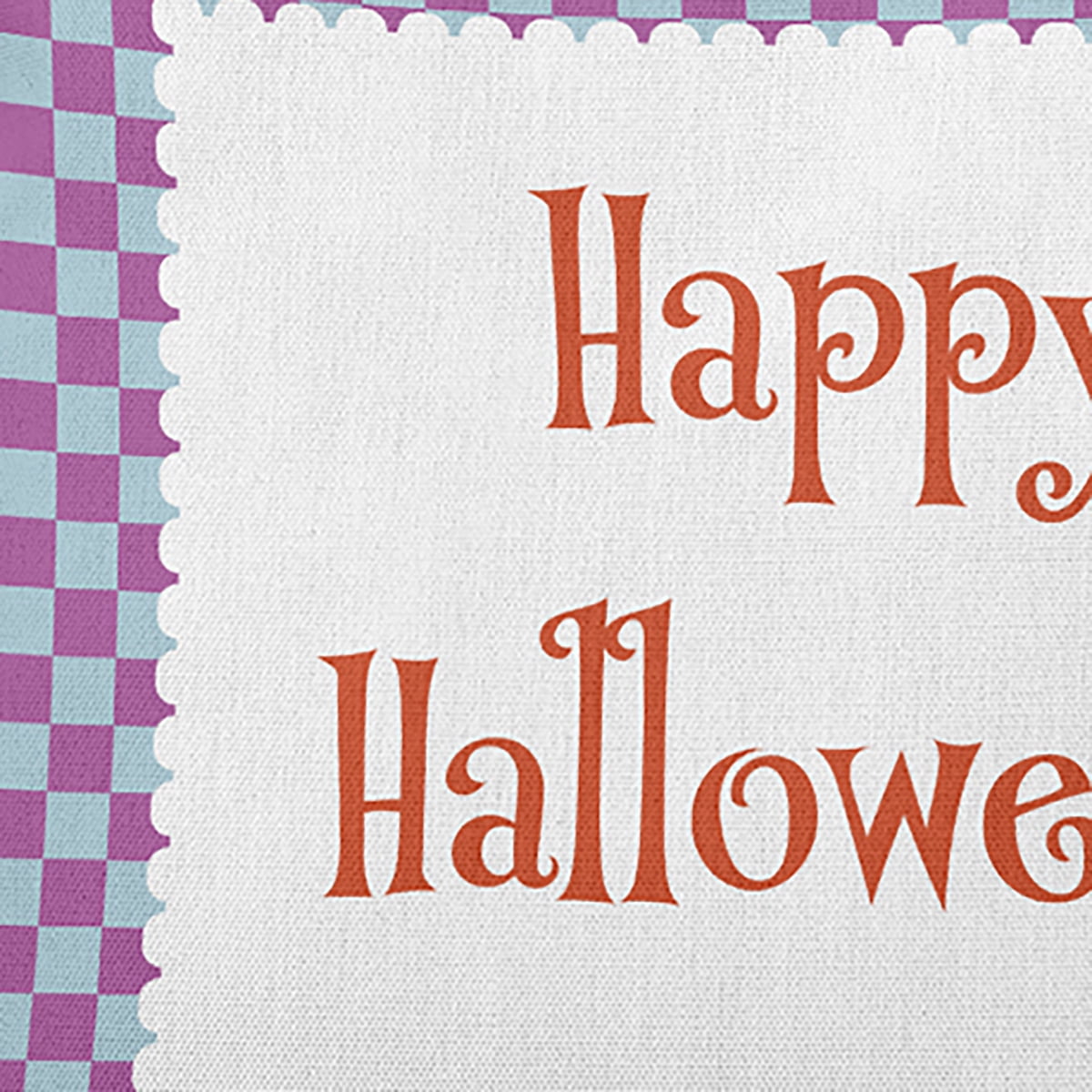 20" x 14" Simply Daisy Halloween Happy Halloween Checks Polyester Accent Pillow, Orchid Qty 1