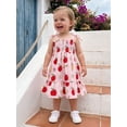 thumbnail image 4 of BemeyourBBs Toddler Girls Back to School Dress Kids Kindergarten Outfits Baby Girl First Day of School Outfit Strap Tie-up Sleeveless Plaid Apple Printed Summer Ruffled Dress, 4 of 9