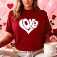 thumbnail image 5 of Fewfanhot Womens Tops Love Shirt Causl Loose Short Sleeve Letter Heart Graphic Tee Summer Tops, 5 of 6