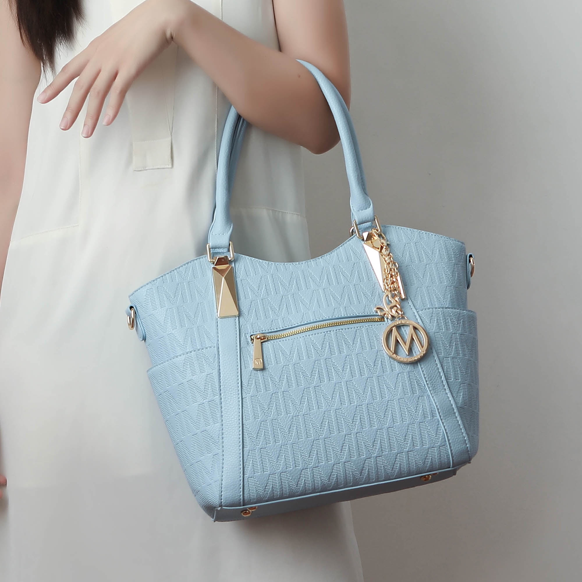 MKF Collection Hazel Vegan Leather Women's Tote Bag, Functional Shoulder Purse Handbag by Mia K - Camel