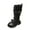 A Black, variant on Toddler Girls Fleece Lined Leather Combat Boots Wide Calf Knee High Boots Wide Toe Box Non Slip Winter Booties with Buckle Strap Black Size 12.5 Little Child