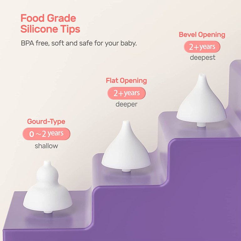 Baby Nasal Aspirator, Bellababy Baby Nose Sucker, Baby Booger/ Snot Remover  with 3 Suction Levels, 2 Tips and Light Soothing Function, Rechargeable