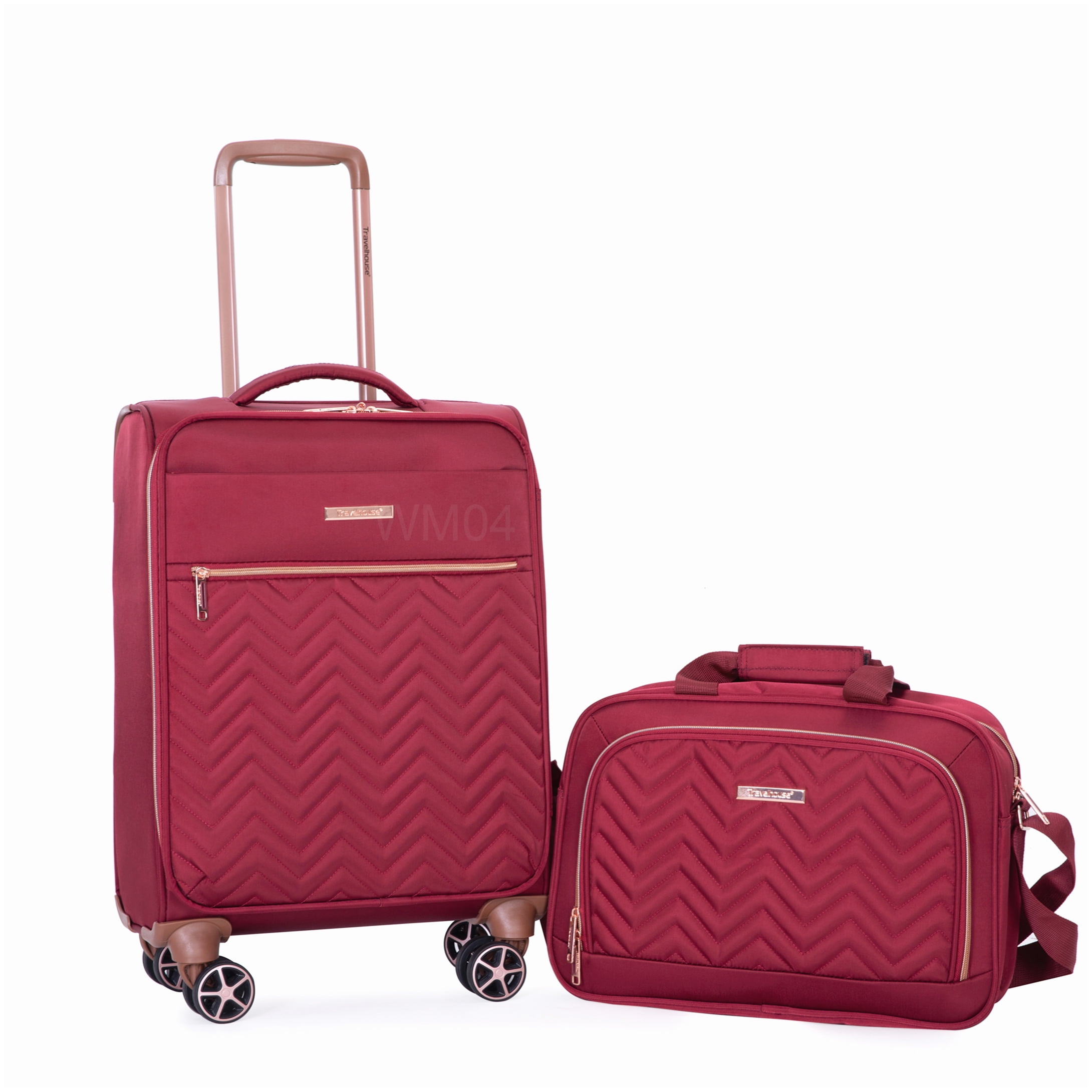 MANGIJOY Lightweight Polyester 4-Piece Luggage Set with 360° Spinner Wheels, Red Expandable Carry On and Checked Suitcases
