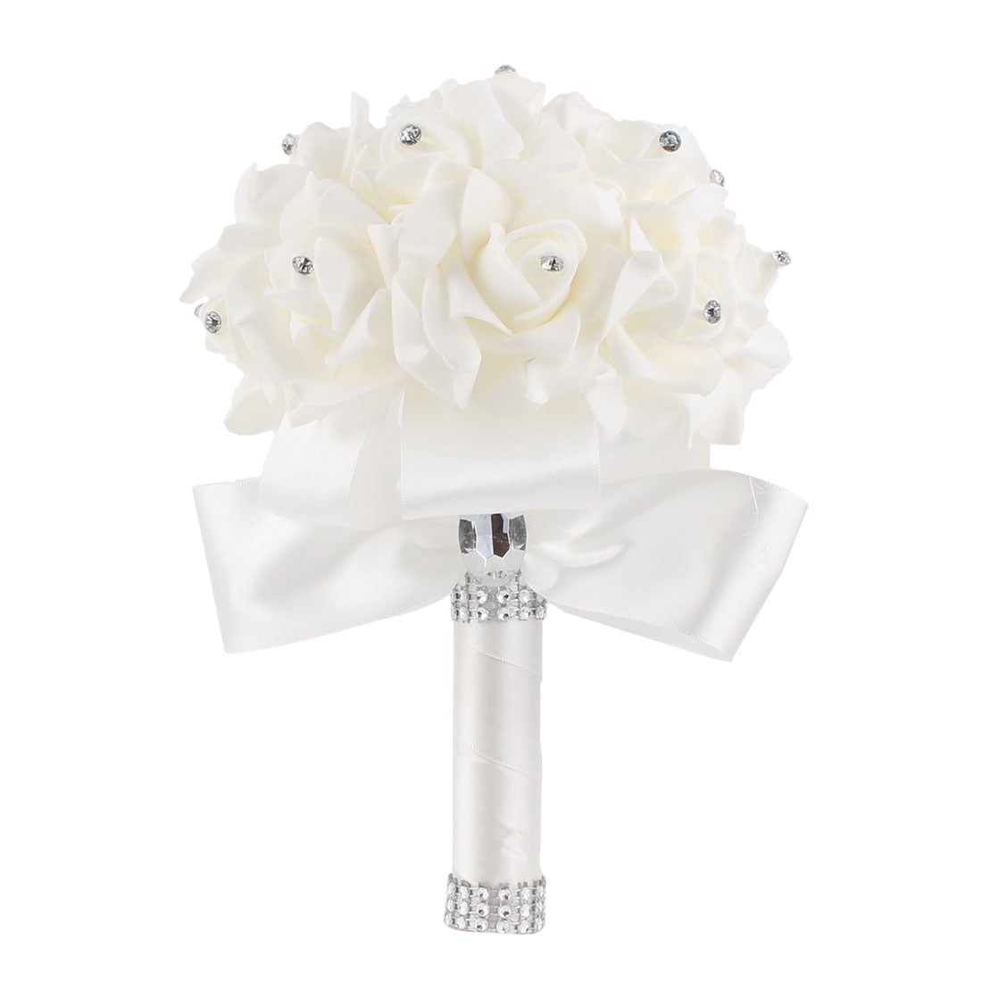 Bridal Wedding Bridesmaid Holding Bouquet Artificial Manmade Rose Flower White