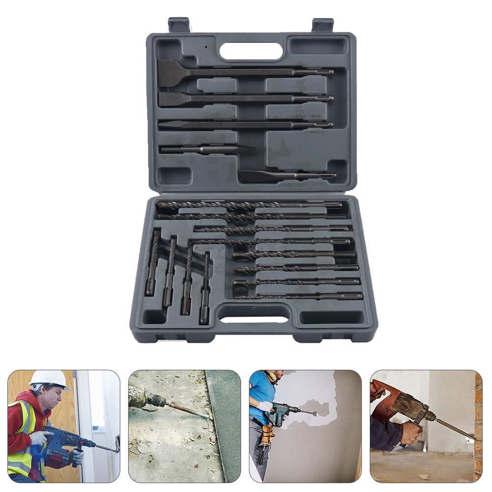 Rotary Hammer Drill Bits Set, 17pcs Drills for Impact Rotary Hammer