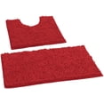 thumbnail image 1 of Red Bathroom Rugs by CPDD , Luxury Chenille 2-Piece Bath Mat Set, Soft Plush Bath Rug +Toilet Mat.1'' Microfiber Shaggy Carpet, Super Absorbent, Red. Red Standard, 1 of 9