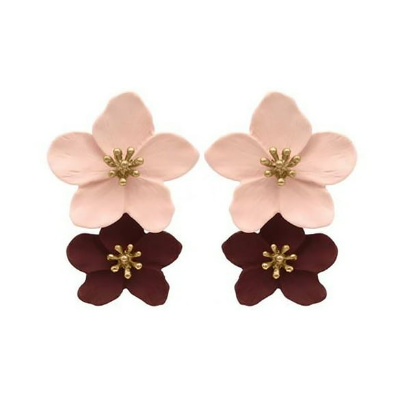 Blue Box Boutique Inc Pink Burgundy Painted Floral Drop Earrings for Women, Teens