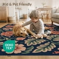 thumbnail image 4 of ODIKA 4'x6' Blue Coral Floral Midnight Blush Washable Area Rug Elegant Botanical Pattern with Vintage Charm Non-Slip, Chair-Friendly, Flatwoven for Home Office, Under Desk, 4 of 7