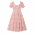 thumbnail image 7 of NTACZA Womens Dresses Midi Dressy Wedding Guest Dresses Square Neckline A-Line Mesh Embroidered Pink XXL, 7 of 7