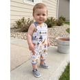 thumbnail image 4 of Cjfdfy Newborn Baby Boy Girls Birthday Overalls Animal Party Print One Birthday Embroidery Short Jumpsuit Cake Smash Outfit Infant Cute My First Birthday Fall Winter Outfit 6-18M, 4 of 9