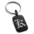 thumbnail image 1 of Stainless Steel Letter K Initial Old English Monogram Engraved Small Rectangle Dog Tag Charm Keychain Keyring, 1 of 1