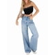 thumbnail image 2 of Pantalones Vaqueros Boyfriend de Pierna para Mujer, de Pierna Recta, de Tiro Bajo, Holgados e Informales. Azul Oscuro XS, 2 of 8