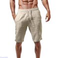 thumbnail image 2 of Huanglei Men's Casual Shorts ,Casual Summer Shorts Linen Blend Elastic Waist With Pockets Loose Fit (Beige ,3X-Large), 2 of 5