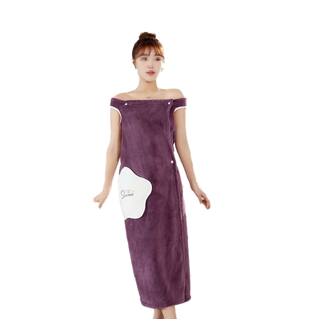 Conjunto de bata de spa envolvente para mujer, toalla de baño de microfibra suave y absorbente