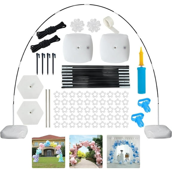 Balloon Arch Kit with Base for Birthday Party Decorations, Adjustable Balloon Arch Stand for Floor with Pumps, Water Fillable Base, Balloon Clips for Graduation Wedding Baby Shower Party Supplies