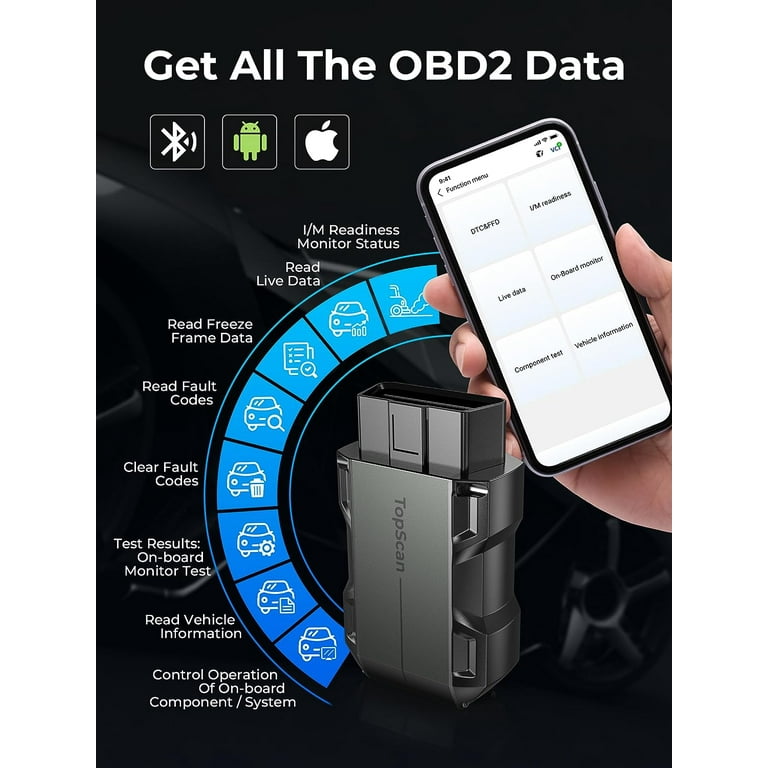 OBD2 Scanner TOPDON TopScan Bluetooth Wireless Car Diagnostic Scan Tool for  iOS & Android, Bidirectional Scan, Check Engine Car Code Reader 