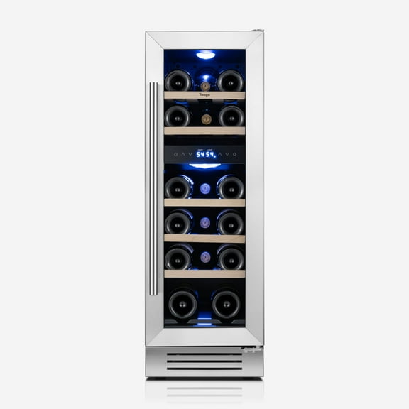 Yeego 12" Wine Cooler, 17 Bottles Dual Zone Wine Fridge With Tempered Glass ,Built in or Freestanding
