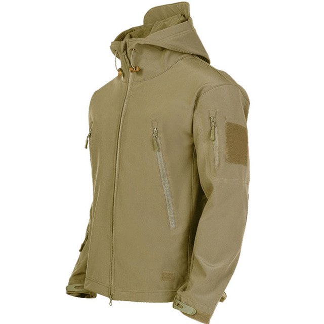 REDHOTYPE Men's Outdoor Waterproof Soft Shell Hooded Tactical Jacket Warm Fleece Military Hiking Jacket