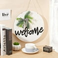 thumbnail image 3 of Hanging Welcome Sign Front Door White Round Welcome Door Sign with Wreath and Bow 11.81" for Farmhouse Porch Decoration Spring Front Door White Hanging Welcome Sign, 3 of 7