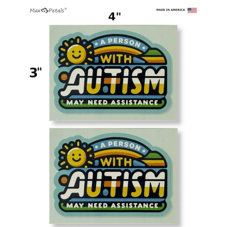 Person with Autism Decals Pack of 2 &ndash; Autism Alert Stickers for First Responders Medical Alert Vinyl Decals Waterproof UV Resistant 4&times;3 Inch