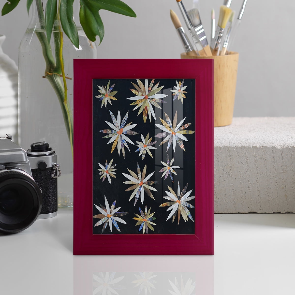 Starburst Too I - Framed Print w/glass - Cherry Red