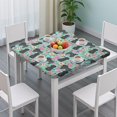thumbnail image 3 of Bichon Dog Blue Florals Square Fitted Tablecloth with Elastic Edge,Square Table Cover,Washable Elastic Table Cover for Home Kitchen Party Decor 34"x34", 3 of 6