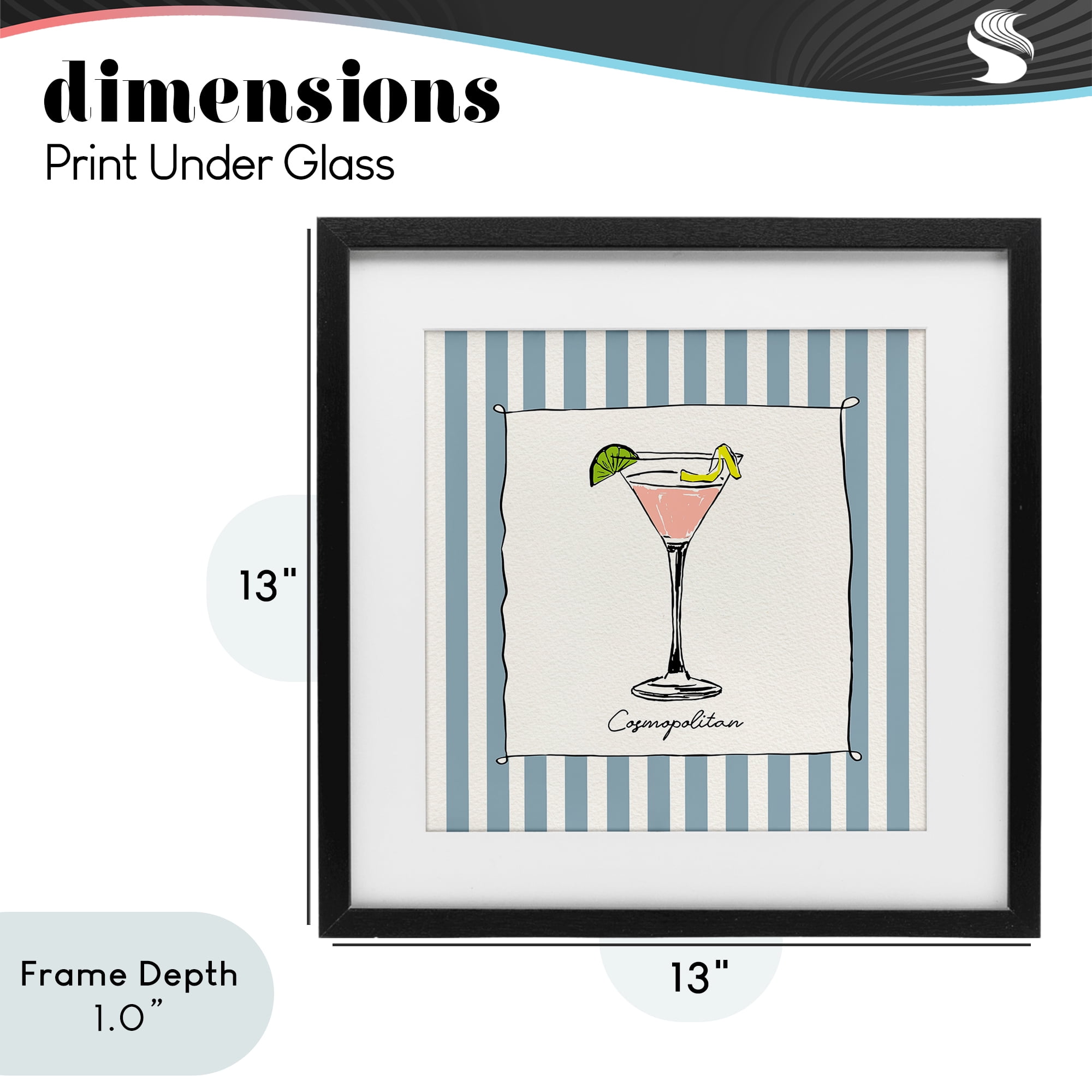 Stupell Industries Cosmopolitan Summer Stripes Black Framed Print Under Glass, design by Susan Jill