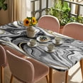 thumbnail image 3 of Grey Marble Table Cloths for 5 Foot Rectangle Tables, Modern Abstract Art Ink Painting Patio Waterproof Elastic Fitted Tablecloths, Washable Rectangular Table Cover for Camping, 3 of 8