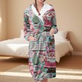 thumbnail image 2 of Women's Fleece Plush Robe Long Warm Plush Bathrobe Loungewear Jacket Printed Comfort Robe, 2 of 5