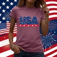 thumbnail image 2 of Zynoxe Women's T-Shirts Fourth of July Patriotic Graphic Tees for Women Casual Summer Crew Neck Short Sleeve Going Out Tops (#04 Wine,L), 2 of 7
